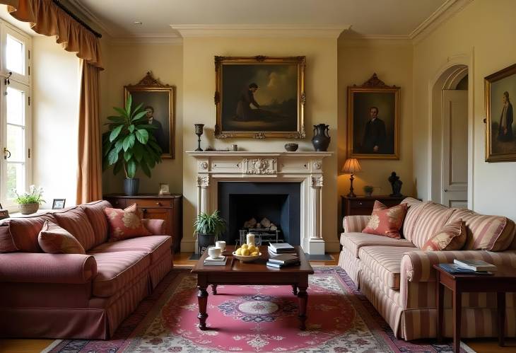 A Glimpse into the Past Living Room with Antique Furniture